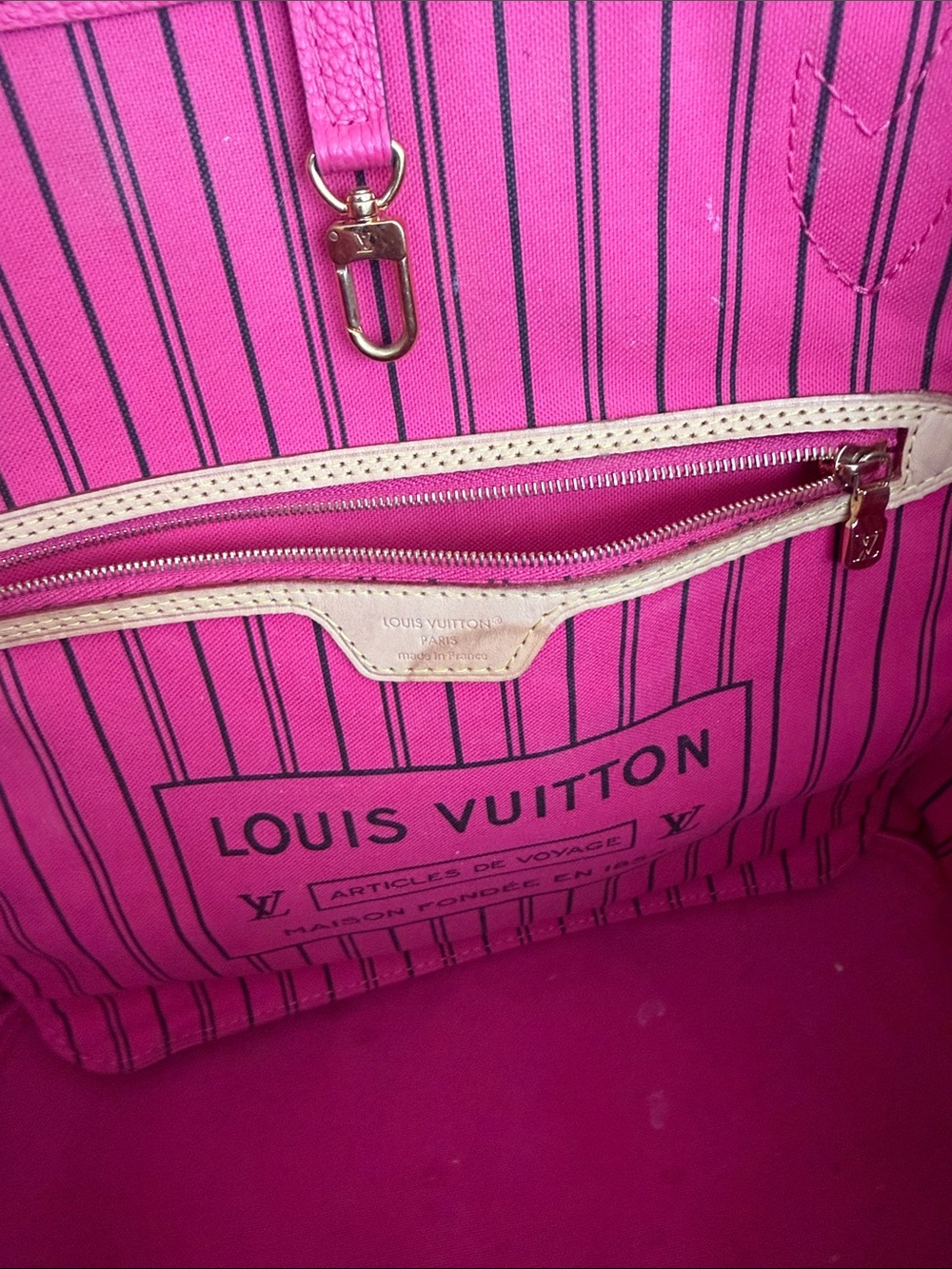 Louis Vuitton Monogram Canvas Tote with Hot Pink Trim - Picture 7 of 12